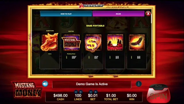 Experiencia de juego Mustang Money